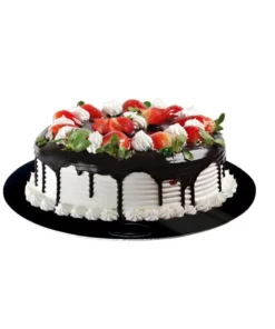 Torta appoggiata sul disco nero cromo