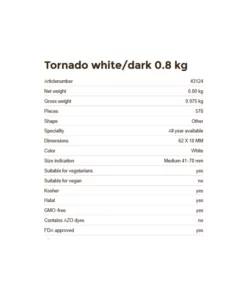 Informazioni tecniche dalla Decorazione di cioccolato per torte tornad white dark