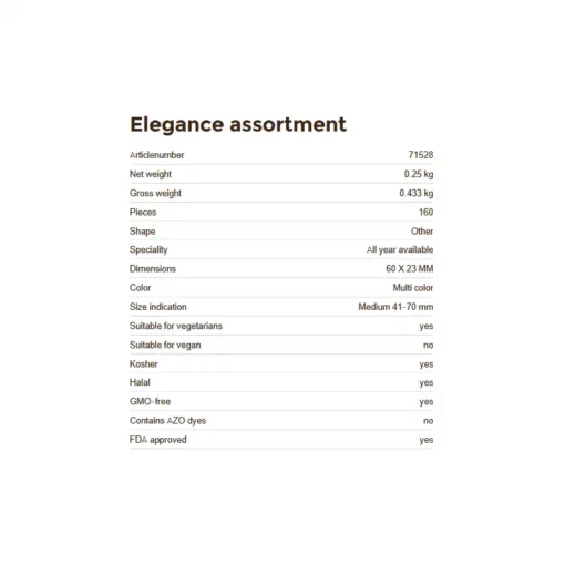 informazioni delle Decorazioni di cioccolato elegance assortement