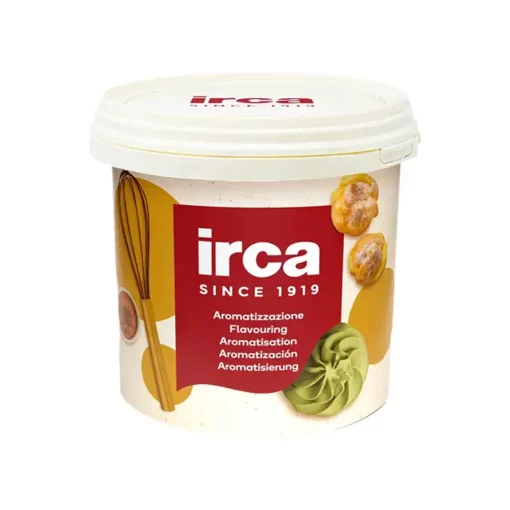 Fusto contenente il pralinato al cioccolato bianco e frutti rossi con crepes, 5 kg