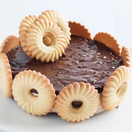 Semifreddo ricoperto dalla Crema al cioccolato con granella di biscotti al cacao
